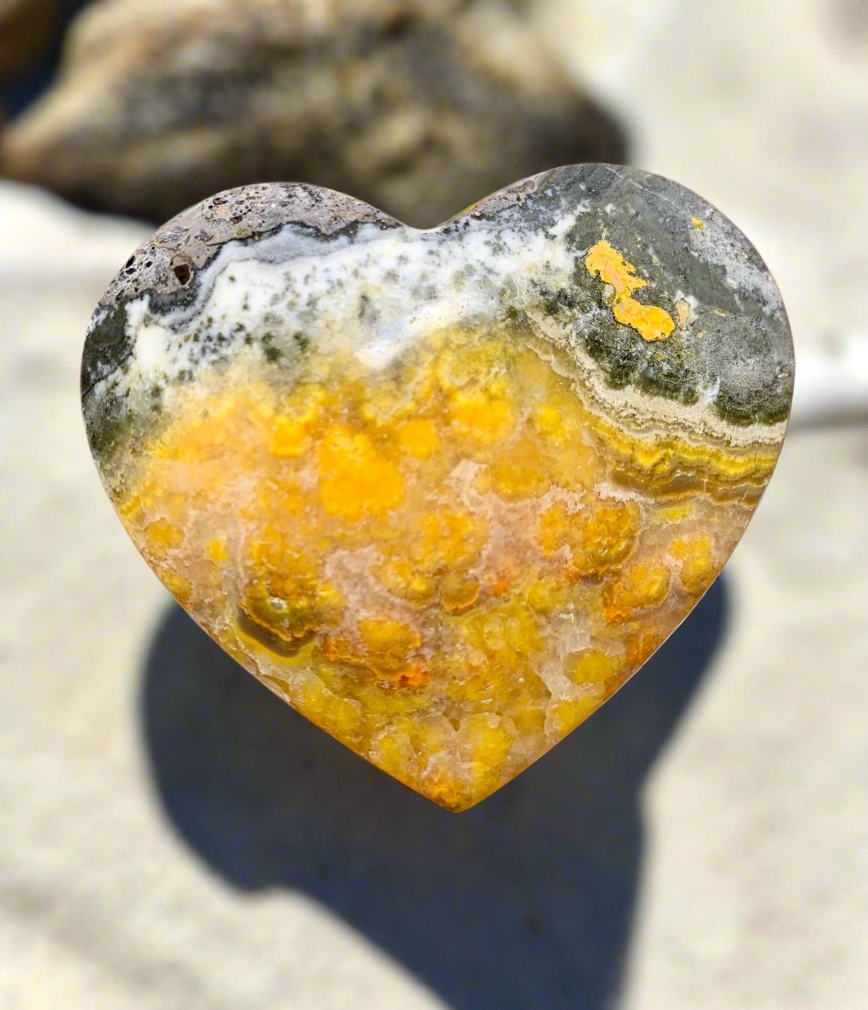 Yellow Jasper Palm Stone